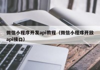 微信小程序开发api教程（微信小程序开放api接口）