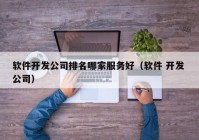 软件开发公司排名哪家服务好（软件 开发 公司）